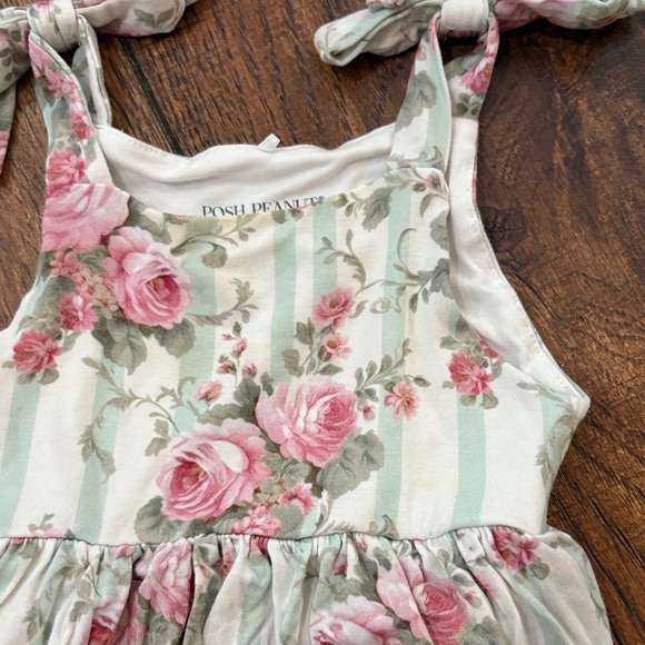 Posh Peanut Floral and Bow Print Bodysuit Dresses 12-18 Months - Picture 3 of 4